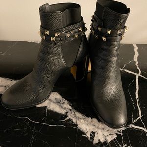 Valentino Rockmance Accent Black Boots 8.5
